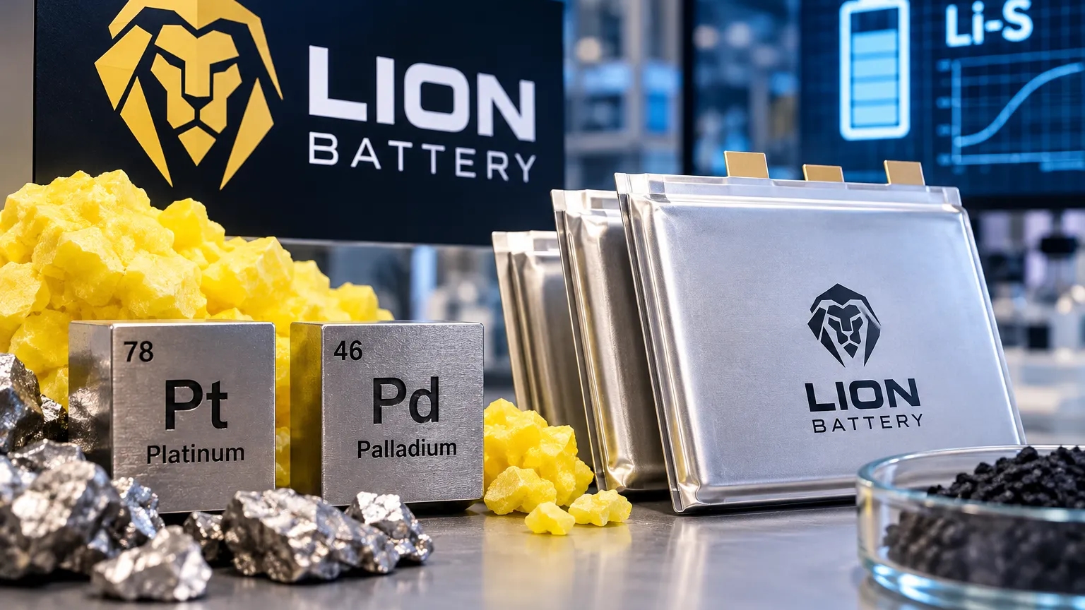Lion Battery avanza hacia prototipos de baterías de litio-azufre con platino y paladio